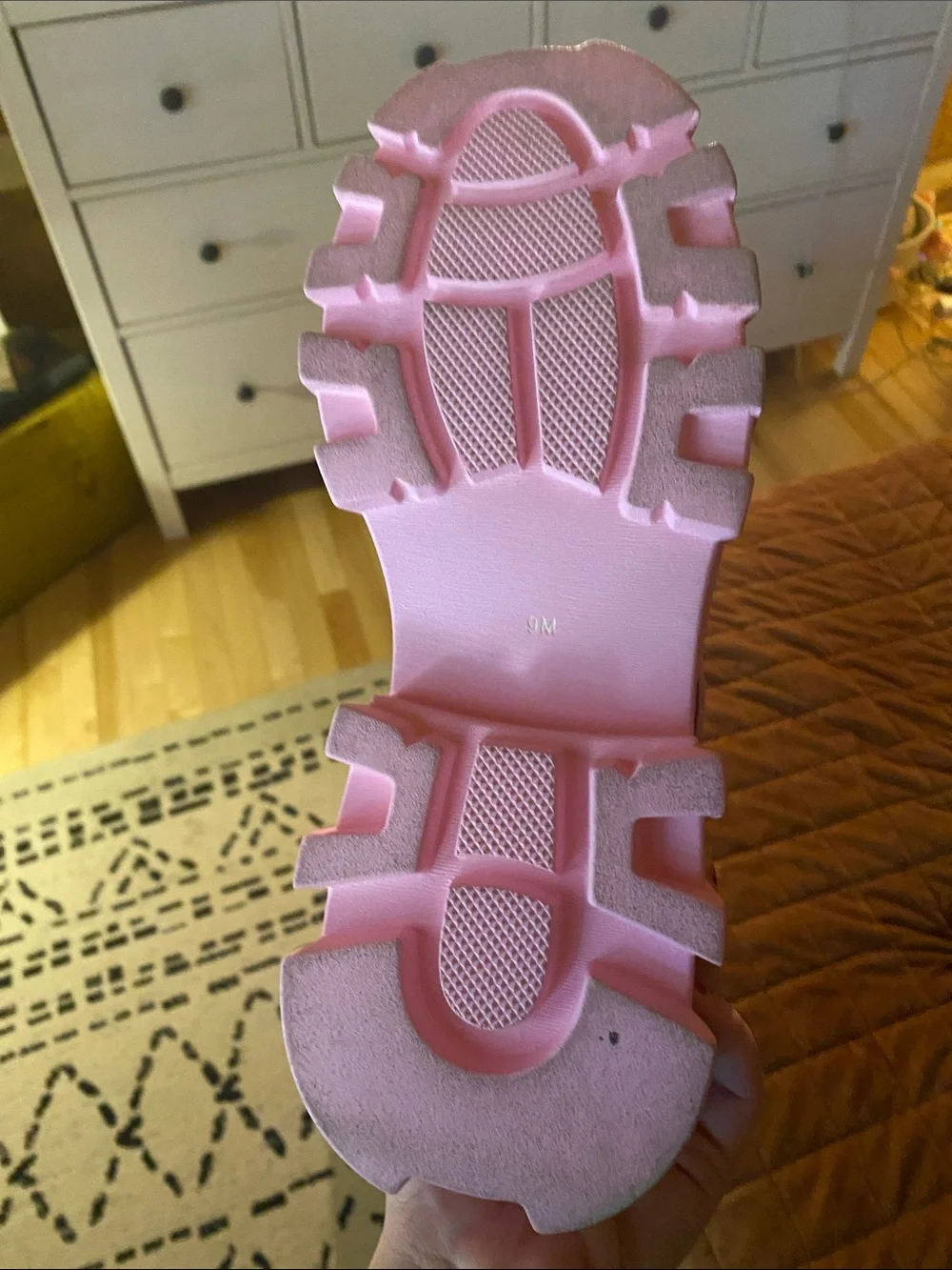 Sugar Thrillz Pink Platform Mary Jane Loafers with Pearl Strap